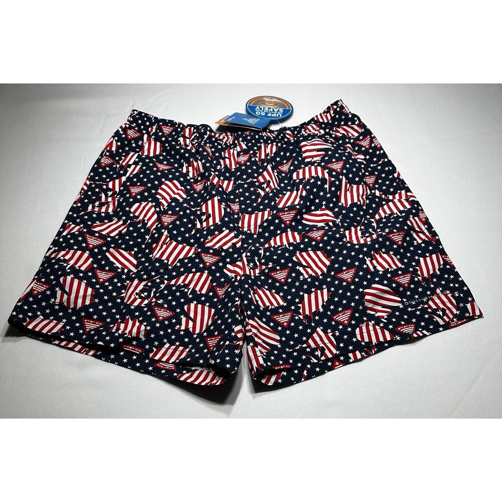 Columbia PFG Super BackCast Lined Water Shorts Navy USA Flag Mens Medium NWT New